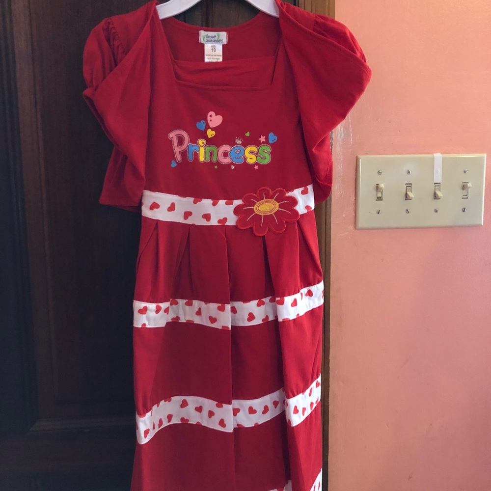 Red Flower “Princess” Kid’s Casual Dress Size 10